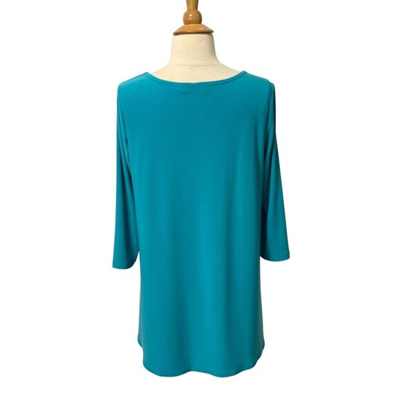 Sympli Turquoise Blue Slinky Knit Tunic Top Jersey Stretch 3/4 Sleeve Size 10 - Picture 5 of 10